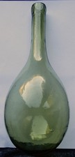 Superb olive green colour antique round bottomed Chianti  wine bottle c1920