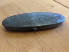 ANTIQUE METAL TOBACCO  SNUFF TIN BOX CASE- 5 X 2 INCH - BUTTON CLASP SHUTS TIGHT