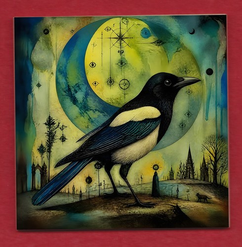11cm pagan magpie decorative - 11cm,
