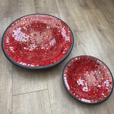 Set Of 2 Red Mosaic Bowls