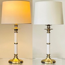  QUALITY BRASSWARE Made in UK Vintage Polished Brass & Off-white Table Lamp 38cm