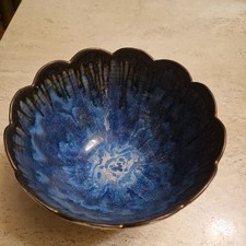 John Webb Lostwithiel Pottery Salt Glazed Stoneware Studio Pottery Bowl Blue