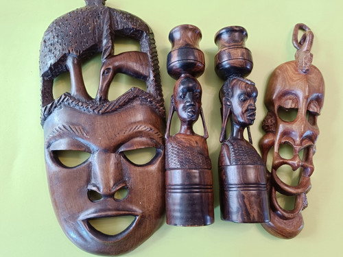 Carved african wooden mask - wooden,
