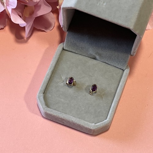 9ct gold real oval - gold, amethyst