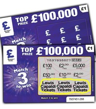 Lewis Capaldi Tickets Prize Gift Surprise Reveal Scratch Card Personalised Gift