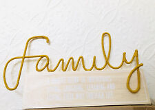 Next Yellow crochet Family Word plaque wooden base/wedding birthday gift 