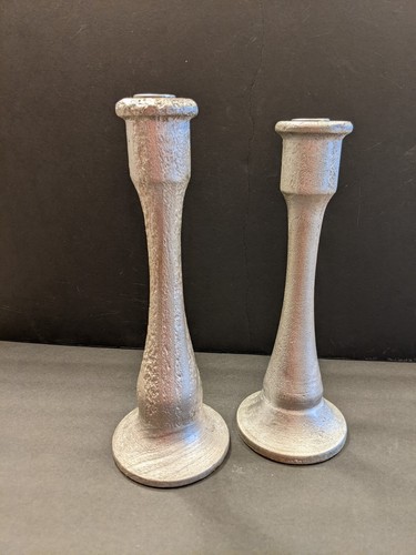Wooden silver color candle - silver,