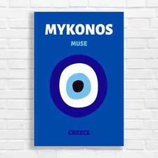Mykonos Muse Greek Inspired Blue Eye Canvas Print Large Picture Wall Art
