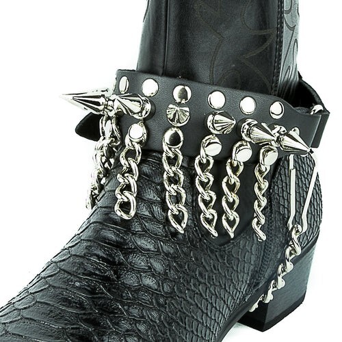 Black leather boot strap - strap, studs