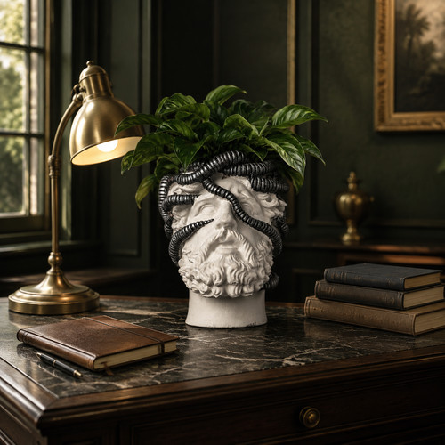 Aristotle bust planter cast - aristotle,