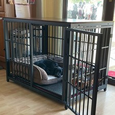 Jumbo Large Wooden Dog Crate Furniture Style Dog Cupboard Animal Cage Access Run