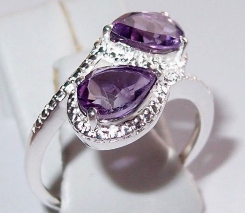 Amethyst crossover ring - ring, (pear