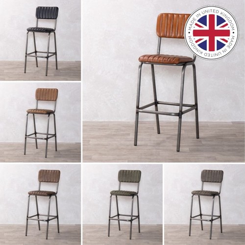 Real leather bar stools ribbed - real,