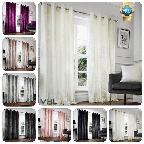 Crushed velvet curtains pair - crushed,