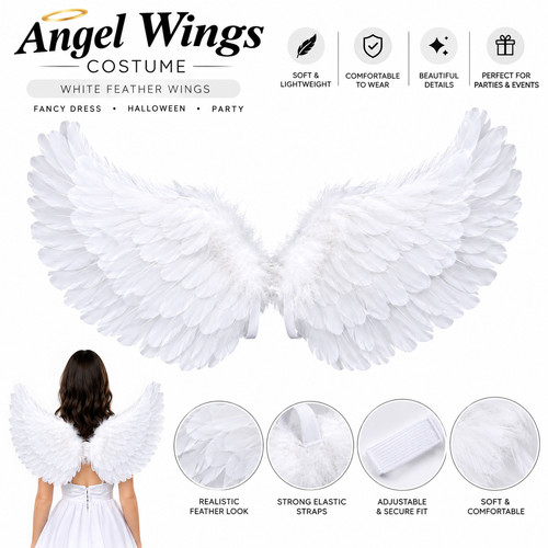 White angel feather wings - white,