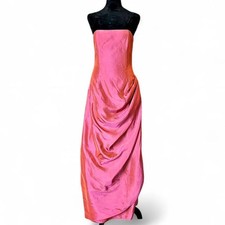 90s Strapless Pink Satin Maxi