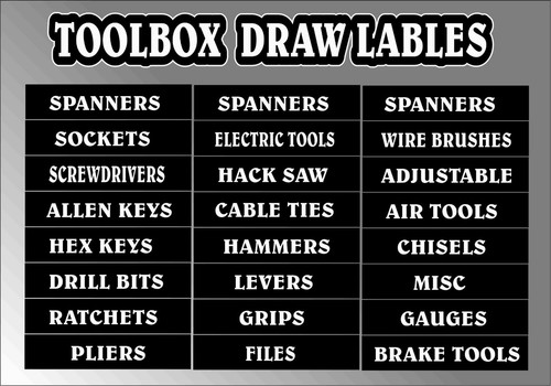 Toolbox drawer label - drawer, stickers