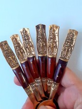 Vintage? Thai Rosewood & Brass Gold Cutlery set 6 pieces~