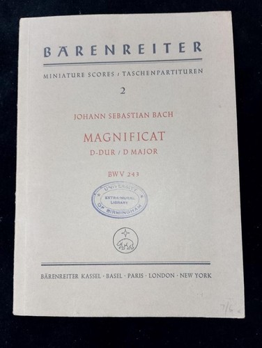 Full score bach magnificat - score, d