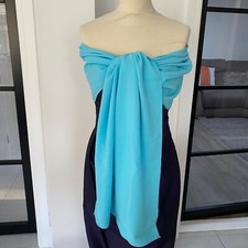Light Turquoise Heavy Crepe Stole 200cm X 45cm Wedding, Shawl Duchess Prom wrap