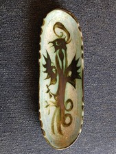Celtic Pottery (Newlyn, Cornwall) Elongated Oval Dish - Folk design with Phoenix
