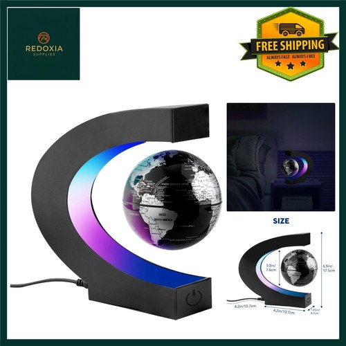 Black floating world globe - black,
