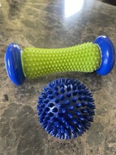Beenax Foot Massage Roller and Hard Spiky Ball Set - Plantar Fasciitis Recovery,
