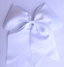 Large Double Bow Plain Cheerleader Hair Bow Clip or Bobble Elastic School 🇬🇧