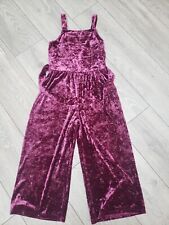 Next girls jumpsuit/boiler suit, dark pink velour sparkle, age 9. Ex. Cond.