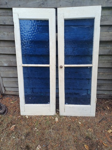 Antique blue glass glazed - blue,