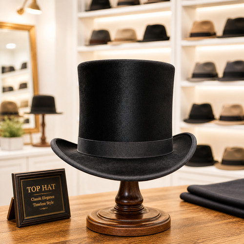 Silk black top hat - black,