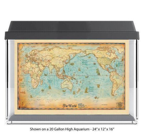 Vintage world map - world, fish