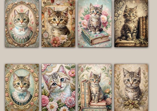 Vintage cat card - card, for