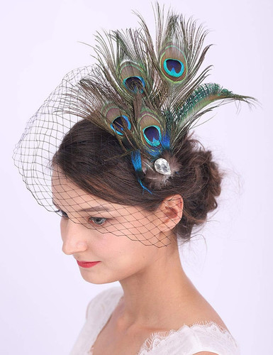 Bridal feather hair - hair, clip