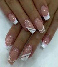 Ombre Nude False Nails White