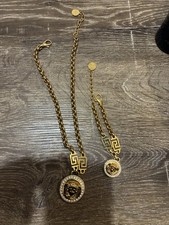 Versace Medusa Gold Necklace and Bracelet Set. Very Good Condition Boxed UK
