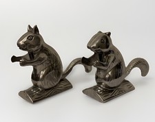 Two Charming Vintage Metal Squirrel Nutcrackers 