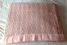 Vintage Cellular Blanket Double 110" x 94"  Approx ~ Pink Colour