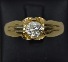 Victorian 0.85ct Old Cut Diamond and 18ct Gold Gypsy Solitaire Ring