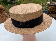 Vintage Christy’s Woven Straw Boater Hat Made In England Size 6 7/8