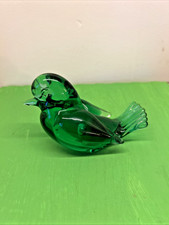 Vintage Green Glass Bird Figurine Art Glass