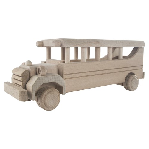 Wooden school bus coach model - wooden,