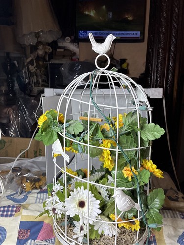 Bird floral iron cage - bird,