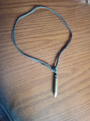 Vintage bullet necklace brass - necklace,