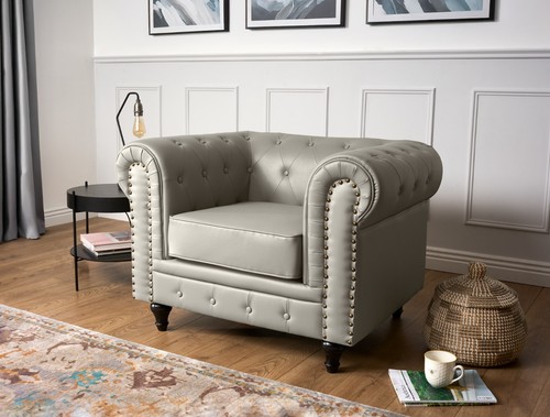 Grey chesterfield sofa - grey, faux