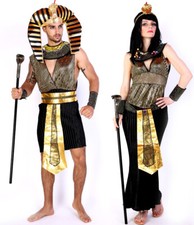 Mens Women Egyptian King Queen Pharaoh Costume Cosplay Halloween Fancy Dress Up