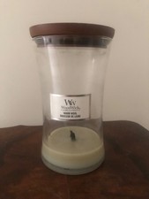 Large Woodwick Crackle-Burn Part Used Candle 7"-Warm Wool.