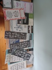 Selection of 14 metal die stencils for card making - Words theme