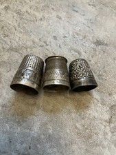 Three Silver Thimbles Vintage Items