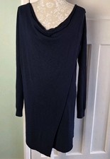 C. Valentyne Italy Navy Blue Cowl Neck Thin Knit Tunic Jumper Size M/L (12 / 14)